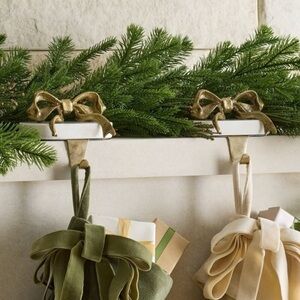 2 | Marble and Metal Bow Christmas Stocking Holder Gold - Threshold Studio McGee